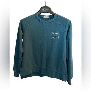 Women Long Sleeves Tee Turquoise Be Cool, Be Kind Embroidered, ready wear